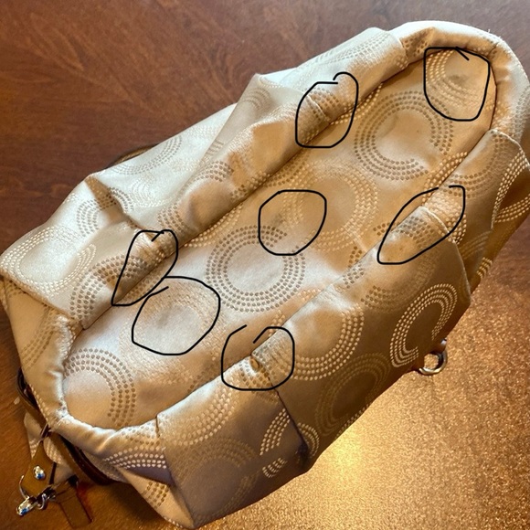 Coach Madison Op Art cream & beige with brown trim Large Sophia Satchel F159057 - Picture 14 of 14